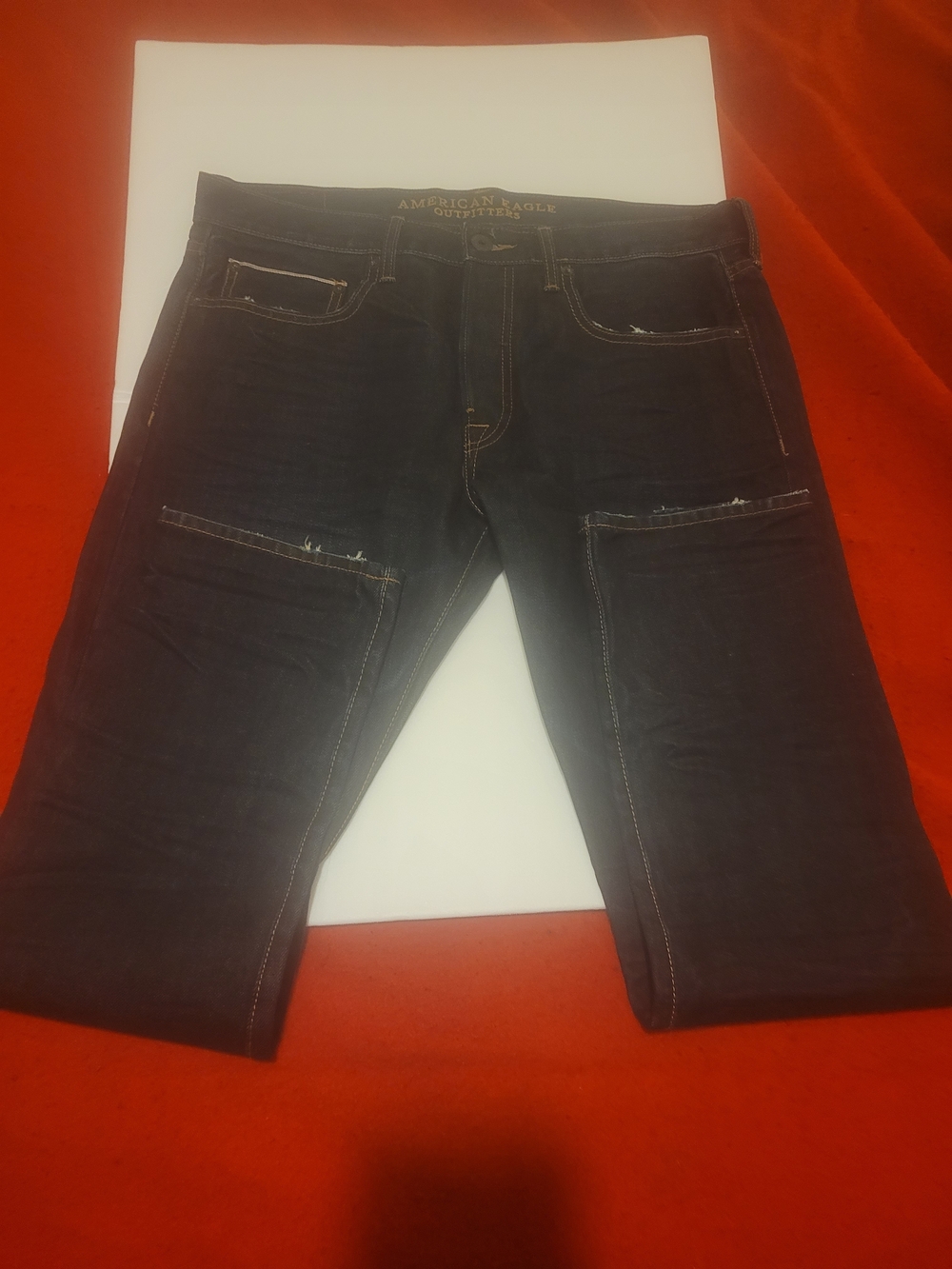 American Eagle Outfitters Men's Dark Indigo Slim-Straight Jeans